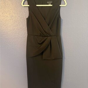 Jessica Howard Black Faux-Wrap Peplum Midi Dress